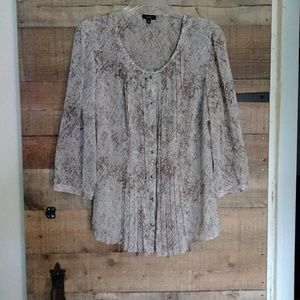 💖Talbots Sheer BOHO Snake Print Top Size 14